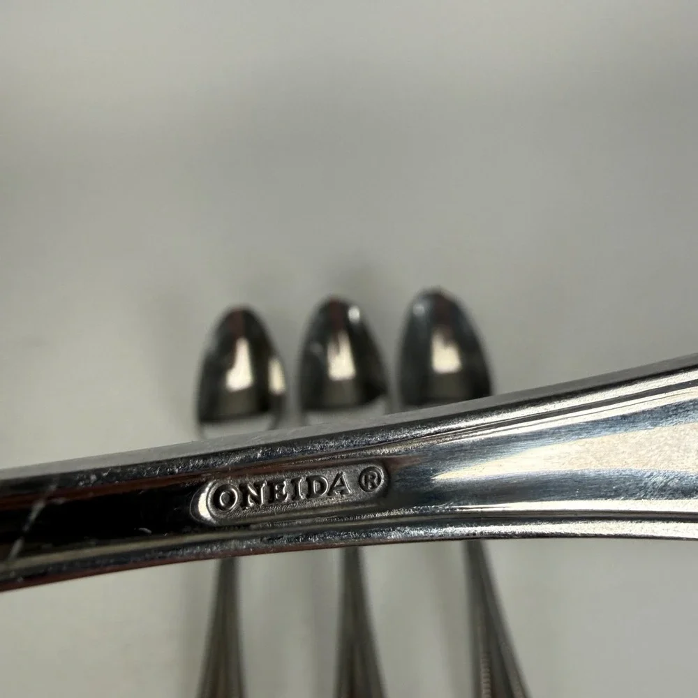 Oneida COUNTESS Stainless Table Spoon Glossy Beaded Silverware Flatware Set 4